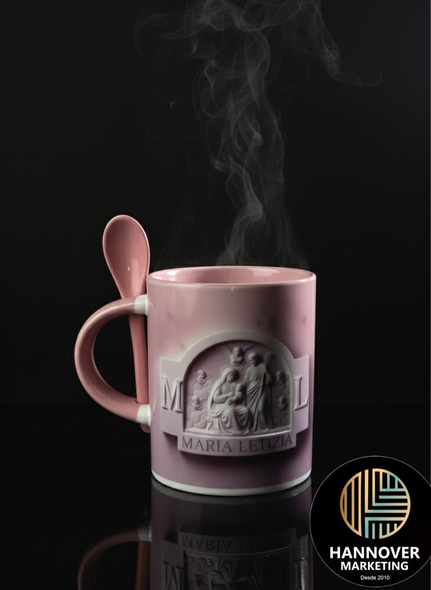 Taza rosa Maria Letizia con vapor — Hannover Marketing